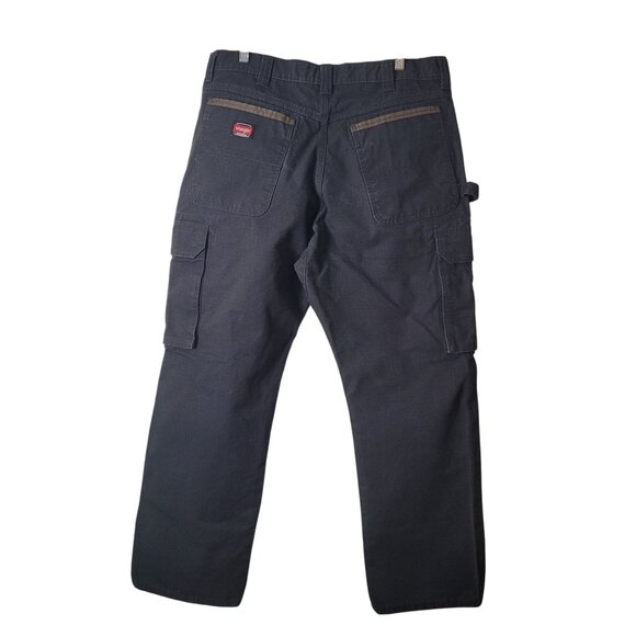 Wrangler Workwear Black Cargo Pants With Utility Pockets Rugged Design & Relaxed - Picture 5 of 13